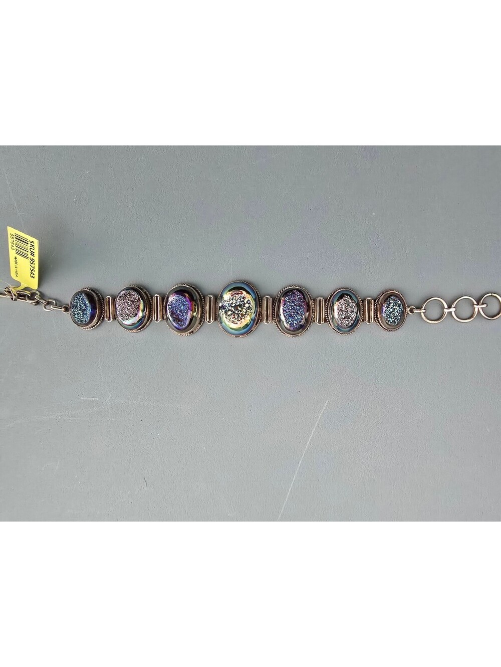 Chuck Clemenc Sterling Silver Titanium Druzy Quartz Bracelet